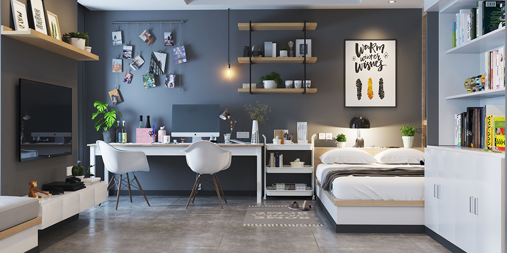 現代風格公寓裝修設計效果圖-客廳辦公區域 現代風格公寓裝修設計效果圖-客廳辦公區域