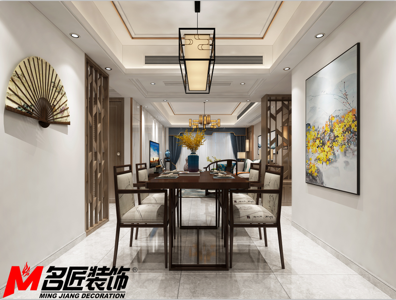 德陽市城西小區(qū)新中式風(fēng)格三居室裝修案例